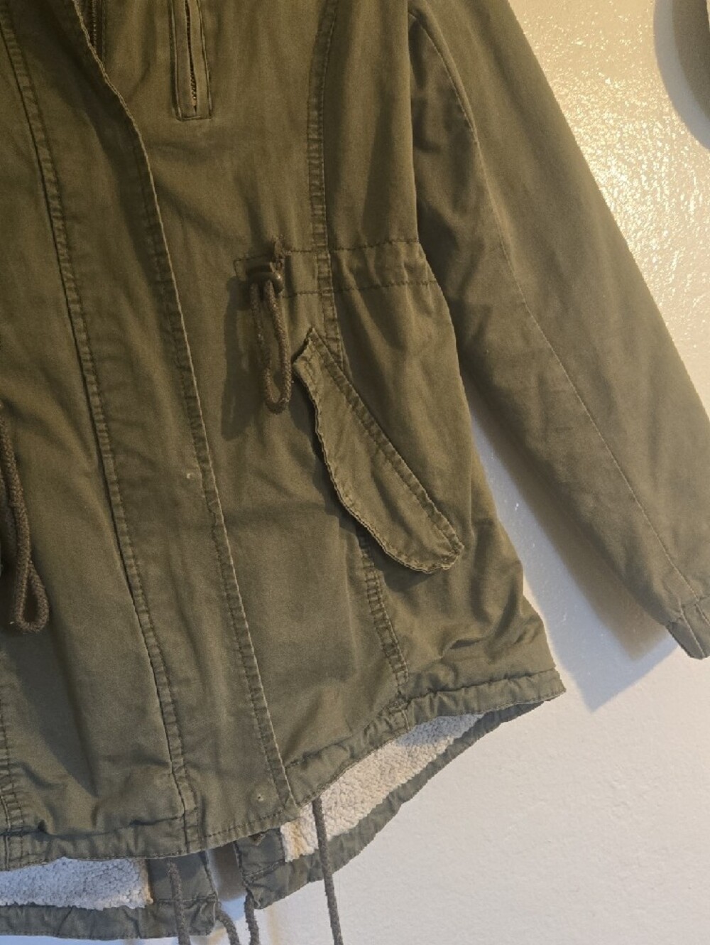 Ambiance Olive Utility Drawstring Parka Jacket - Picture 2 of 6